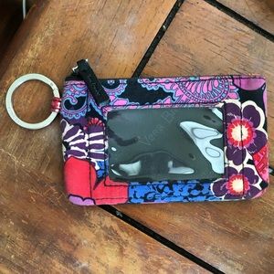 Purple Vera Bradley Id Holder and Keychain